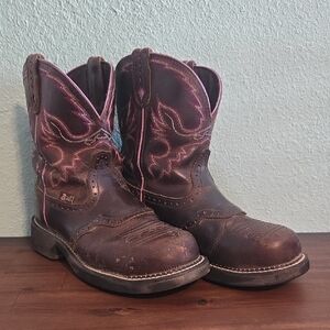 Brown and Pink Western Boots